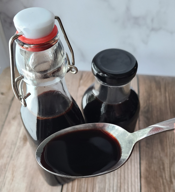 Elderberry Syrup daily dose is 1tsp for kids, 1tsp to 1 Tbs for adults
