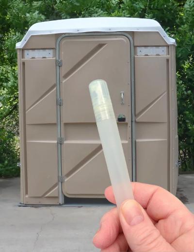 Mini toilet sprays are great for small spaces, like this porta-potty!