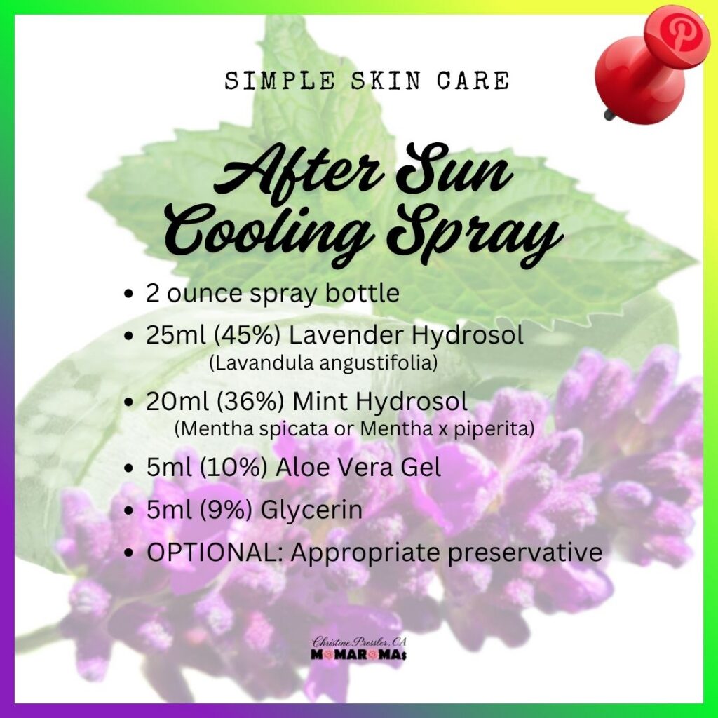 After Sun Cooling Spray with Aloe Vera and Lavender and Peppermint hydrosol