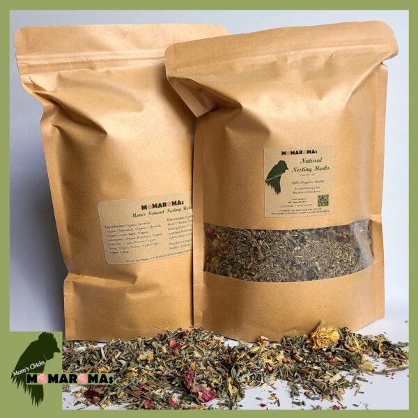 Mom's Natural Nesting Herbs packages