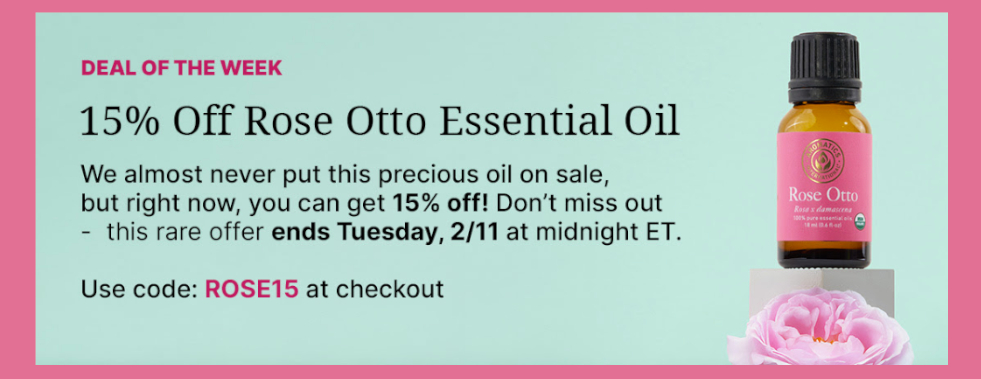 Aromatics International special offer on Rose Otto essential oil