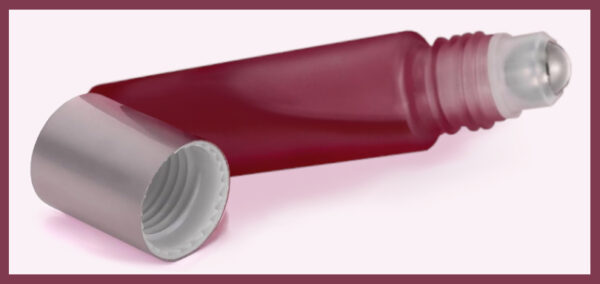 Rose colored glass roller bottle