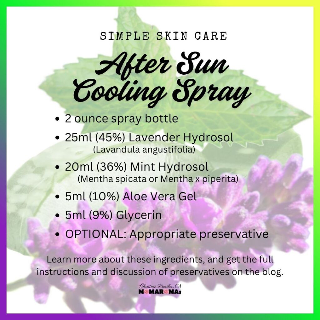 After Sun Cooling Spray with Aloe Vera and Lavender and Peppermint hydrosol