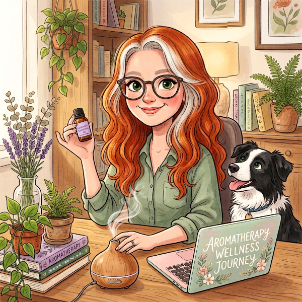 Caricature of Christine Pressler and her dog Kiko